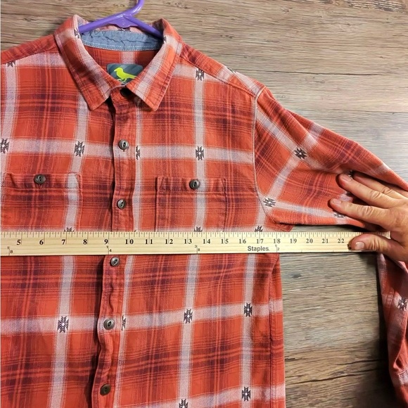 Modern Amusement Plaid Rust Orange Button Down Shirt - Picture 5 of 8